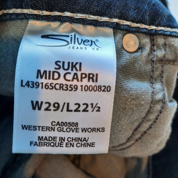 Silver Jeans Womens 29‎ Suki Mid Rise Capri Cropped Denim Stretch - Picture 6 of 11